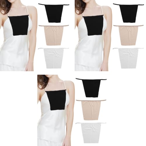 SANNIDHI® 9PCS Bra Coverups Snap-to-Bra Modesty Stretchy Modal Coverage Comisole Inserts for Low-Cut Tops Dresses V-Neck Beige