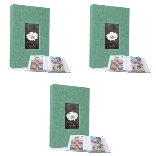 HASTHIP® Photo Album Collection Scrapbook Hardcover Linen 300 Pockets for 4x6 Photos Family Baby Memory Book Customizable Keepsake Travel Kids Anniversary 3PCS