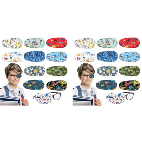 HANNEA® 20PCS Single Lens Cover for Kids Lens Patches Vision Correction Cartoon Lazy Eye for Eyeglasses Slide-in Removable Cover