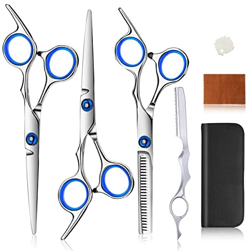 HASTHIP® Professional Hair Dressing & Hair Cutting Thinning Scissors Full Set Kit with Storage Case for Barber & Salon, Men, Women Adult, Kids