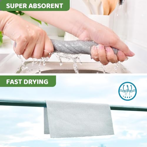 HASTHIP® 15-Count Microfiber Cleaning Cloth Roll 25x40cm Absorbent Car Clothes Microfiber Reusable Kitchen Towels Roll Dusting Dish Cloth Pre-Cut Tear Away Kitchen Cleaning Clothes (Grey)