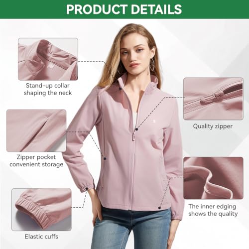 Venzina® Women's UPF 50+ Lightweight Sun Protection Jacket Breathable Quick-Dry Windbreaker with Stand Collar, Zipper Pockets, Water-Repellent UV Coat for Hiking, Travel, Outdoor Sports