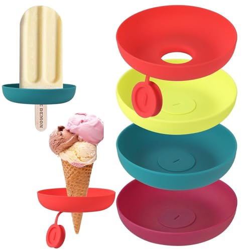 HASTHIP® Boon Drizzle Popsicle Holders for Kids Catches Drips Frozen Popsicle and Ice Cream Holder for Summer Days and Birthday Party - 4 Count