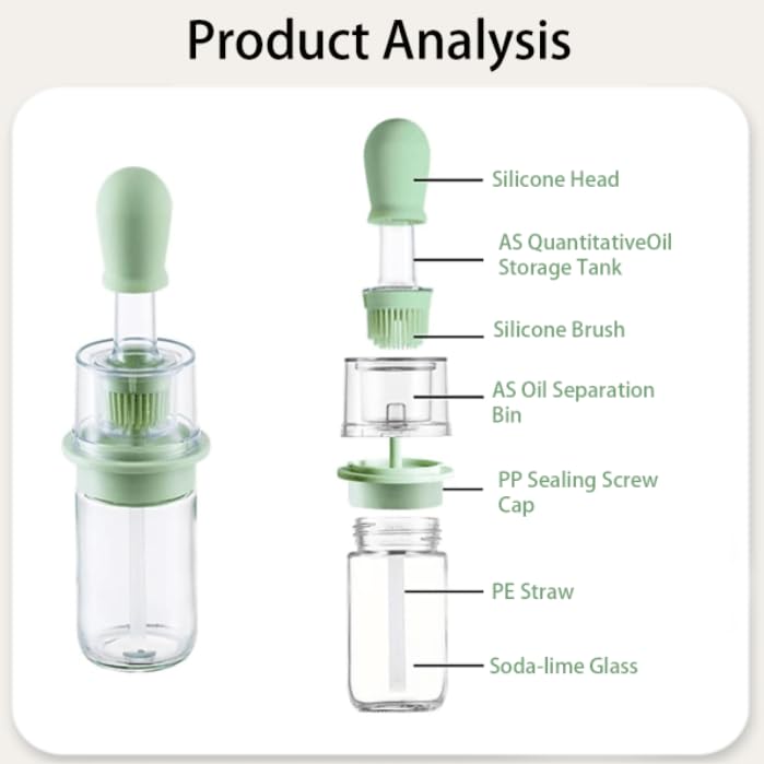 Zibuyu Oil Dispenser for Kitchen with Silicone Brush and 180ml Glass Bottle | Leak-Proof Heat-Resistant Design