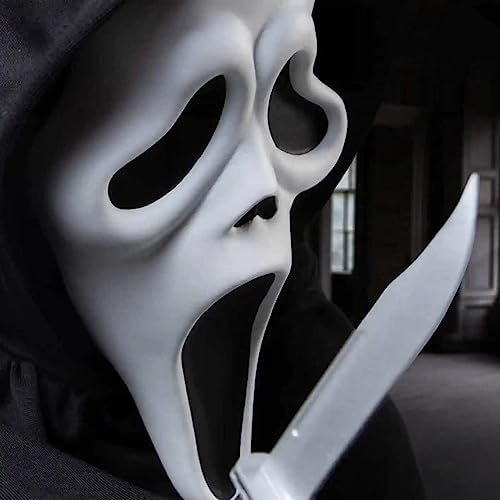 Supvox® Call of Duty Ghost Mask, Halloween Costume Party Silicon Mask, Cosplay White ghost mask, Horror Mask for Kids & Adults Movie Scream Series Hooded Ghost Face Mask Halloween Party Costum Prop