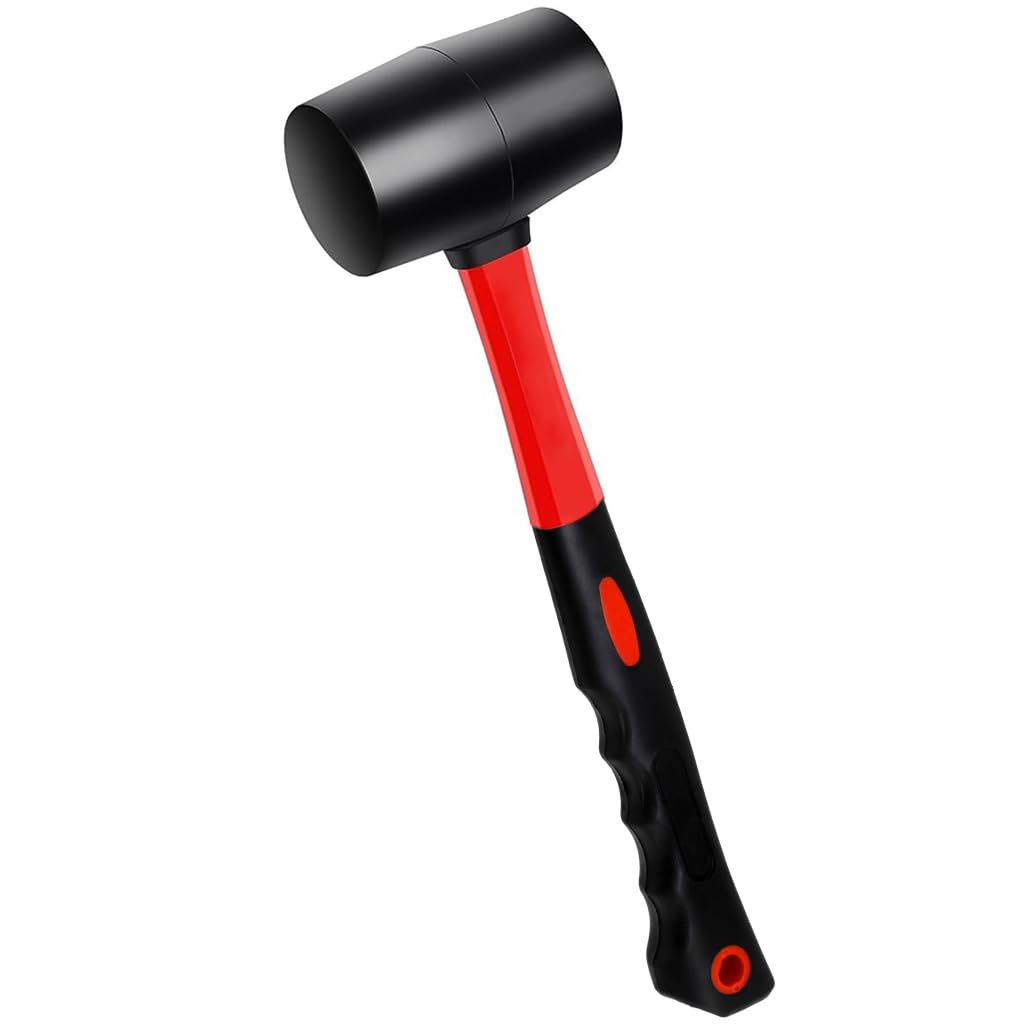 Serplex Rubber Mallet Hammer for Flooring and Woodworking with 12oz Head | Non‑marring Soft Face