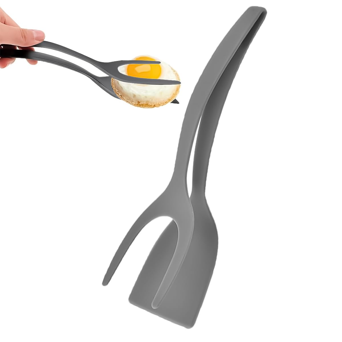 Supvox Fish Turner Clip Pan Spatula for Cooking with 2 in 1 Grip and Flip Design | Heat Resistant Silicone Utensil