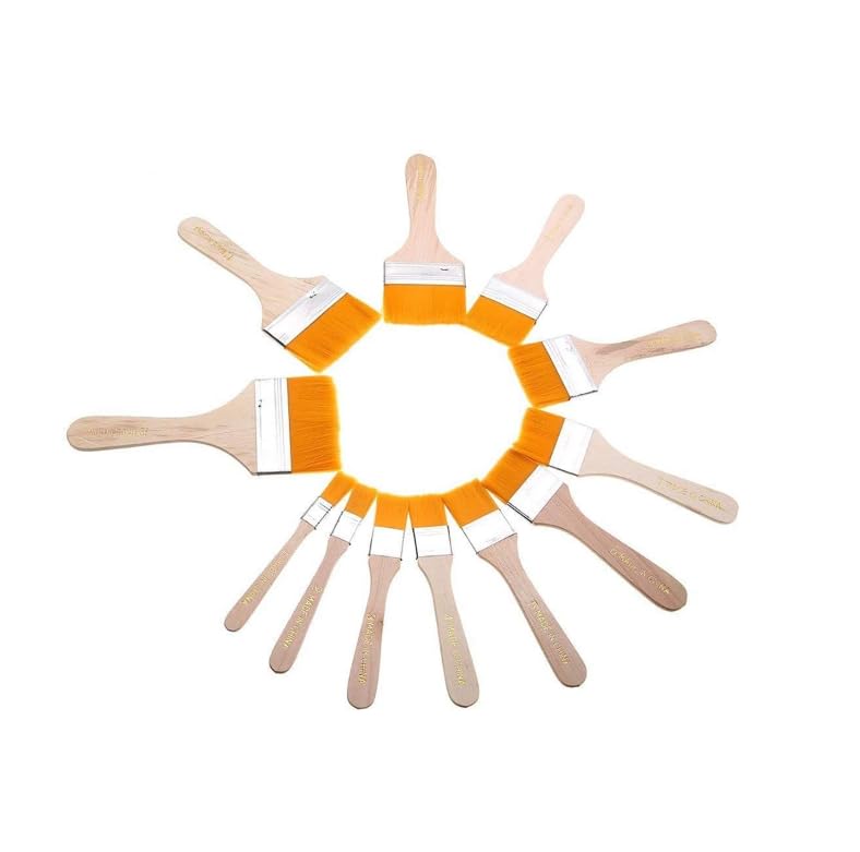 ZIBUYU Acrylic Paint Brush Set for Oil and Gouache with 12pcs Nylon Bristles | Ergonomic Handles