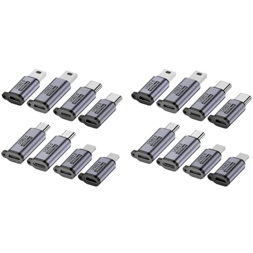 Verilux® 16PCS USB OTG Connector C Light-ning to Micro Adapter Type Micro to Converter Extender Mini for iPhone 16 15 Galaxy S25 S24 S23