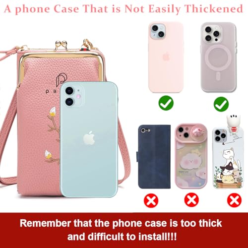 PALAY® Womens Small Cross-Body Phone Bag Stylish PU Leather Mobile Cell Holder Pocket Purse Wallet Sling Mini Shoulder Bags Pink 3 PCS