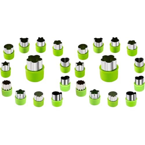 HASTHIP® 24PCS Cookie Cutter Shapes Set Stainless Steel Fruit Embossing Mold Bread Sandwich for Kitchen Baking Pastry Mold Green