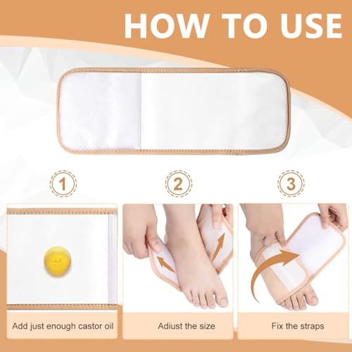 HANNEA® Castor Oil Pack Combo for Liver Detox & Foot Care, Reusable Cotton Flannel Oil Wrap with Elastic Strap, 2PCS Foot Pack for Circulation & Pain Relief, Highly Absorbent, Khaki