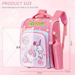 PALAY® School Backpack for Girls, Unicorn Cartoon School Backpack Girls Backpack for School, Travel, Camping, Burden-relief School Backpack for Kids 6-12 Years Old