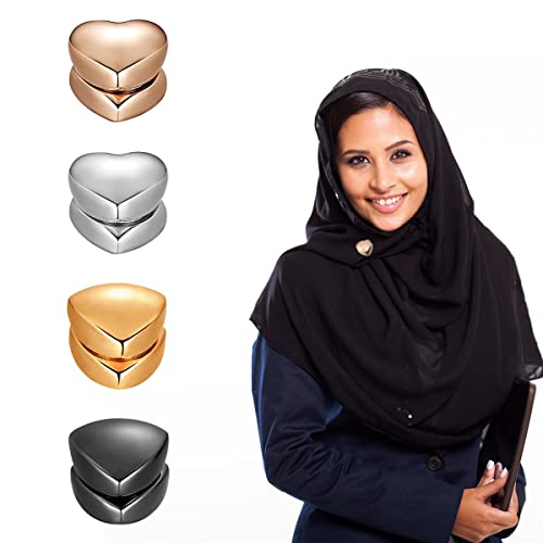 SANNIDHI® 4 Pairs Hijab Magnetic Pins Glossy Clothing Scarf Pins for Hijab Magnets Set Multi-Use Pinless Small Button Clips for Muslim Scarf Saree Pins for Women Girls