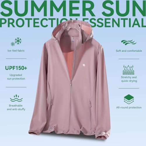 Venzina® Women's Jacket Hoodie Long Sleeve Lightweight Athletic Jacket UPF 150+ Shirts Sun Protection Clothing for Outdoor Hiking