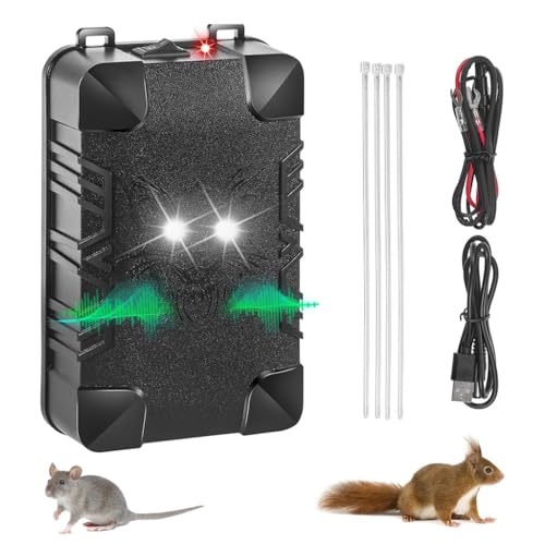 HASTHIP® Car Mouse Repeller Device for Car Hood Car/ Home Use Ultra Sonic Mouse Repellent with Sound & Flash Alarm, Motion Sensor Animal Repeller Multipurpose Animal Repeller Mouse Repellent