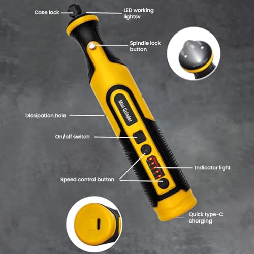 Serplex® Electric Engraving Pen Kit with 174PCS Accessories 7.2V Cordless Drill Machine 5 Variable Speed 8000-28000RPM 1100mAh LED Rechargeable for Wood Stone Metal Jewelry