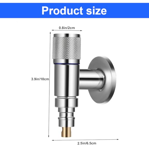 HASTHIP® Washing Machine Faucet Stainless Steel Automatic Water Stop Valve Snap Universal Dishwasher Angle Valve Laundry Tap with Adapter Chrome Finish 3PCS