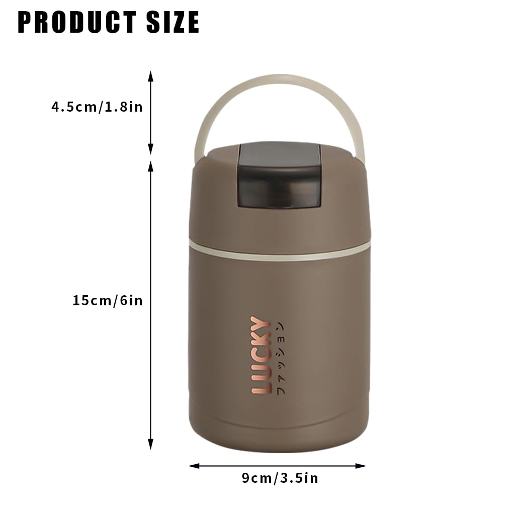 Supvox Thermal Cup for Soup and Oatmeal with 600ml Capacity Featuring Leak‑Proof Lid and Folding Spoon | Food Grade 304 Stainless Steel