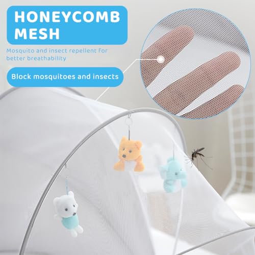 SNOWIE SOFT® Mosquito Net for Baby, Foldable Baby Crib Mosquito Net, Breathable and Transparent Netting Canopy, Fits Most Cribs and Beds for Newborns to 24 Months, 125x65x60cm (Grey)