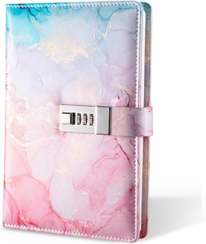 Climberty® Aesthetic Diary With Lock For Girls, Soft PU Leather Journal Notebook With Ribbon Bookmark, Metal Bookmark, Bracelet, Pencil Pouch, Diamond Pen, Gift Set For Women, 192 Pages A5