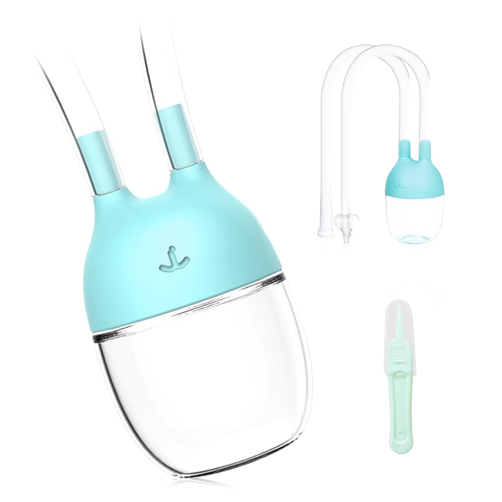 SNOWIE SOFT® Nasal Aspirator for Baby Baby Nasal Aspirator with Tweezers Baby Mucus & Booger Cleaning Sucker Device Soft Silicone Nasal Aspirator Oral Suction Baby Nose Cleaner for New Born