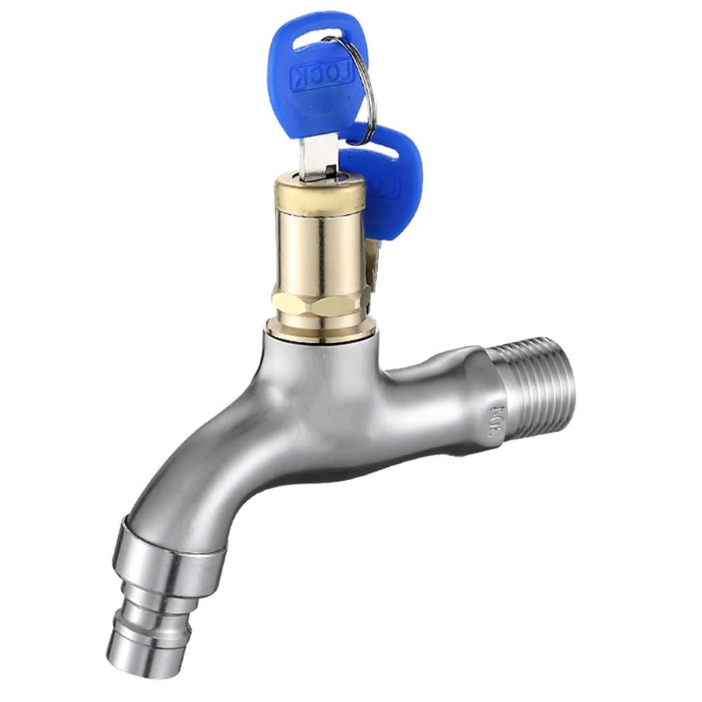 HASTHIP Washing Machine Tap for Bathroom and Kitchen with 1/2 inch Thread Copper Lockable Faucet | Chrome-Plated Metal