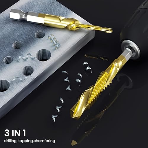 Serplex® 33PCS Drill Bit Set 5PCS Screw Extractors M3-M10 Metric Sizes High-Speed Steel Universal 1/4 Inch Hex Shank with Drill Chuck Adapter
