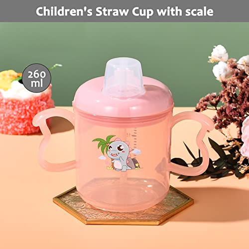 SNOWIE SOFT® @ Toddler Water Bottle with Ears Foodgrade PP Cup Drinking Cup with Silicone Straw Heat Resistant Water Cup Milkpowder Bottle with Calibrated Scale 260ml Heat Resistant Microwave Use