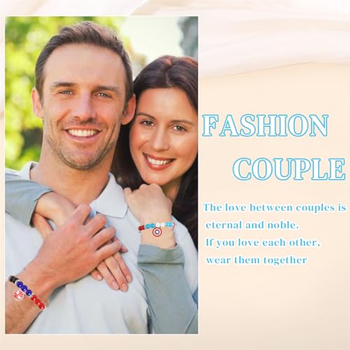SANNIDHI Couple Bracelet Matching Bracelets for Couples, Opal Beads Friendship Bracelet Pendent Captain Shield Spiderman Bracelet Best Friend BFF Bracelet for Women Boys Girls Gift