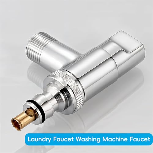 HASTHIP® Laundry Faucet Washing Machine Small Full-Metal Universal 1/2 for Laundry Dishwasher Angle Valve Chrome Finish 2PCS