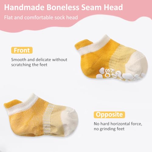 SNOWIE SOFT 5 Pairs Baby Socks Floor Socks for Toddlers Summer Breathable Cotton Socks Toddler Socks Ankle Socks Anti-slip Floor Socks for Toddler Girls Boys 6-36 Month