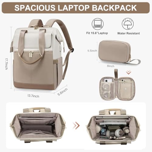 PALAY® Laptop Backpacks for Women 15.6 Inch Work Laptop Bag with USB Port Teacher Nurse Backpack Purse Waterproof Travel Computer with Organizer Bags