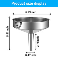 Supvox® Metal Funnel, Stainless Steel Funnel, Kitchen Funnel, Oil Funnel with Detachable Strainer for The Transfer of Edible Oils, Juices and Liquids (16cm)