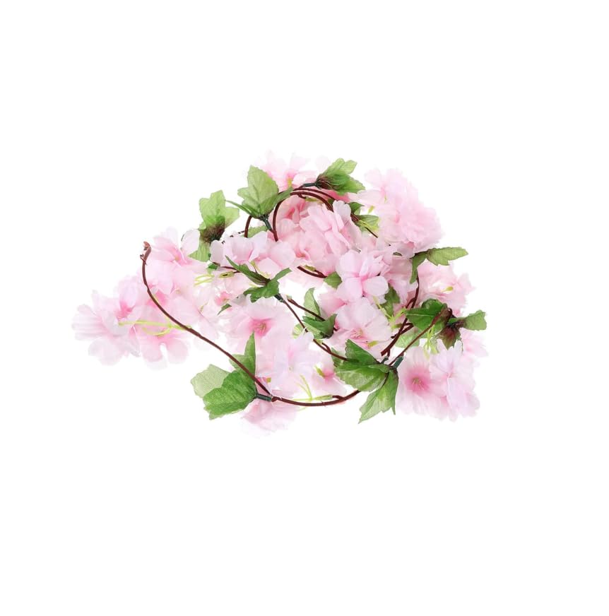 ZIBUYU Artificial Cherry Blossom Vines for Wedding and Home Decor with 2pcs Pink Garland
