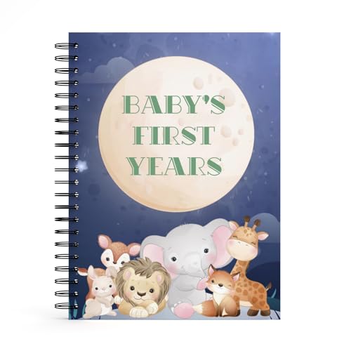 SNOWIE SOFT® First Years Baby Memory Book Girl, Boy - 80 Pages Hardcover First Year Milestone Keepsake Book, Newborn Scrapbook for New Parents, Minimalist Photo Album Journal