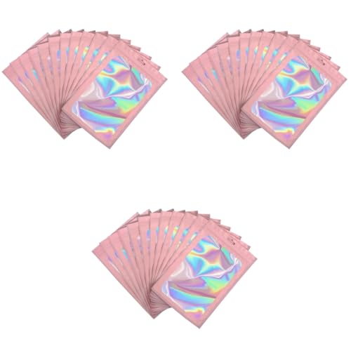 HASTHIP® 300PCS Smell Proof Mylar Bags Chocolate Candy Treat Cookie Resealable Multifunctional Jewellery Hardware Pink 8 X 13Cm Polyethylene