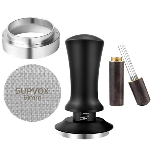 Supvox® 51mm Coffee Tamper Coffee Accessories Kit: Coffee Tamper Set, Coffee Tamper Coffee Tools Barista Tools Coffee Kit Fits Espresso Coffee Machines of 51mm Portafilters
