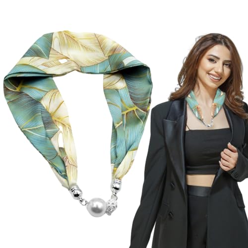 PALAY® Neck Scarf for Women Stylish Satin Silk-feel Head Fashion Print Neckerchief Necktie with Magnet Buckle 2 PCS