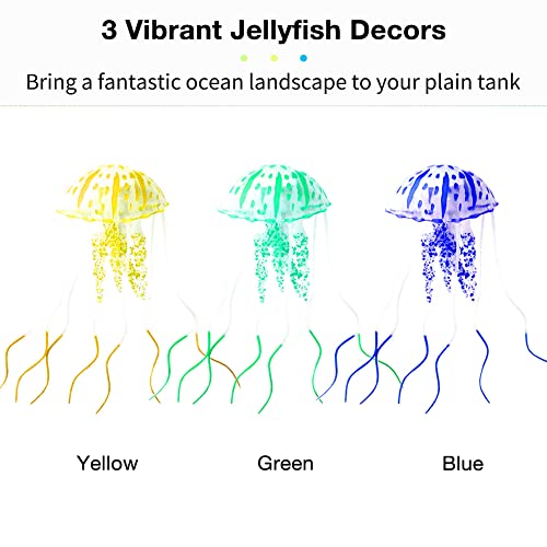 Qpets® 9PCS Fluorescence Jellyfish Ornament Decoration for Aquarium Fish Tank Artificial Silicone Decor Floating Accessories
