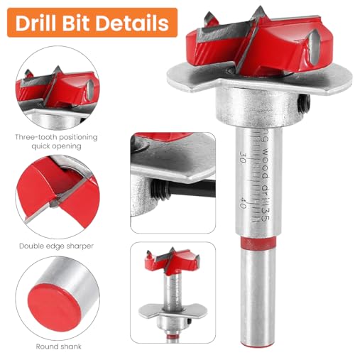Serplex® 2PCS 35mm Hinge Drilling Jig Set, Accurate Concealed Hinge Hole Cutter Guide Kit, Heavy Duty Positioner, V-Locator Alignment Tool, Easy Drill for Wood Door, Cupboard, Furniture