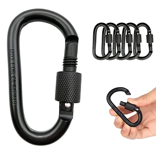ZIBUYU® 10PC Keychain Heavy Duty D-Shaped Aluminum Alloy Backpack Buckle with Lock, Keychain Backpack Carabiner Clip Hook for Camping, Connect Tents&Ropes(Only Fix Items, Not for Rock Climbing)
