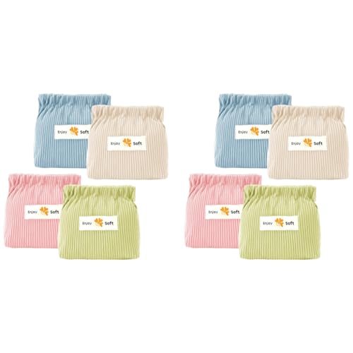 MAYCREATE® Small Makeup Pouch Bag Coin Purse 8PCS Soft Corduroy Make Up for Woman Storage Travel Lipstick Pouches Women Girls Jewelry Organizer Easy Squeeze Open