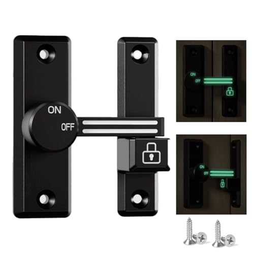HASTHIP® Flip Latch Lock 90/180 Degree Heavy Duty Barn Door Lock Hardware with Reflective Strip Mark for Home Security Gate Barn Garage Garden Fence Shed Window