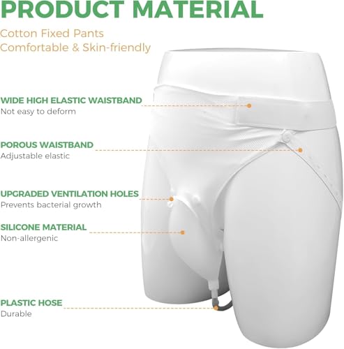 HANNEA® 2PCS Urinal For Men, Urine Collect Bag, Reusable Silicone Urine Collector Portable Wearable Male Urinary Drainage Bag System For Adults, Elderly Men Type, White