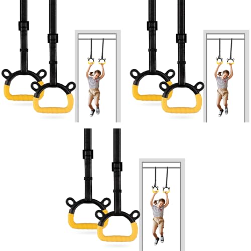 Proberos® 1 Pair Kids Gymnastic Rings 400 Kg Loading Robust Home Fitness Equipment Indoor Outdoor Pull-up Bar Exercise Adjustable 200 cm for Under 1.4M 3PCS