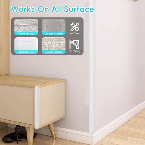 HASTHIP® 9.84ft Wall Molding Trim Waterproof L-Corner Self-Adhesive PVC Guard Cuttable Customized 3 PCS