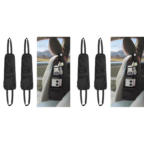 STHIRA® 4PCS Car Seat Side Organizer Hanging Bag Multi-Pocket Storage with Multifunctional Mesh Net Can Hold Mobile Phone Wallet Glasses Suitable for SUV
