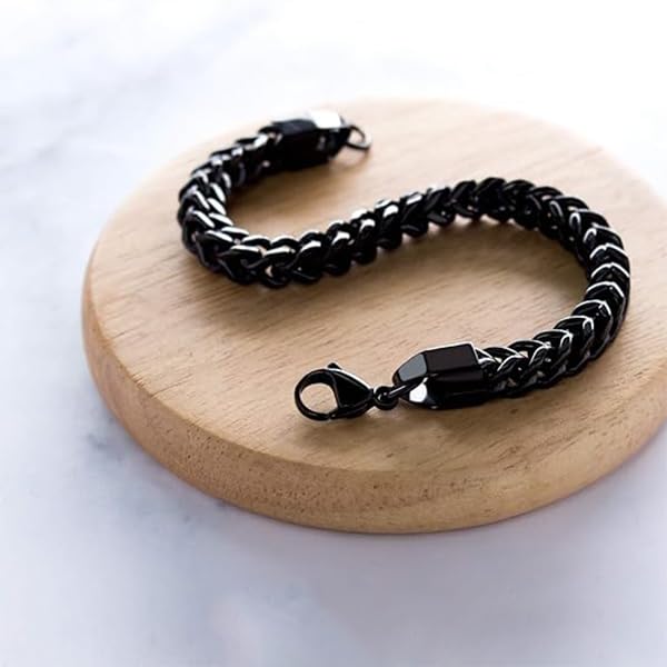 Zibuyu Cuban Chain Bracelet for Men with Lobster Clasp in Black Stainless Steel | Streetwear Jewelry Gift