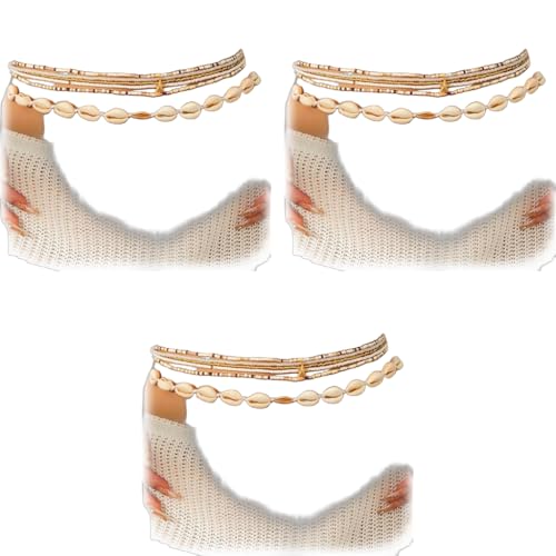 SANNIDHI® 18PCS Boho Waist Chains Seashell Charm Beaded Layered Belly Chain Wear Beach Fashion Jewelry Kamarband Dance Chain